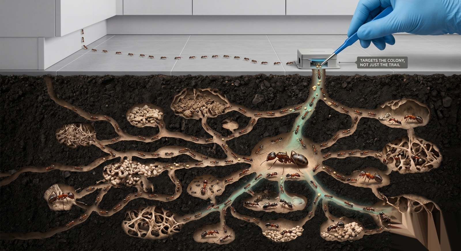 Parker Pest Pro licensed technician treating ant infestation in Northern California home